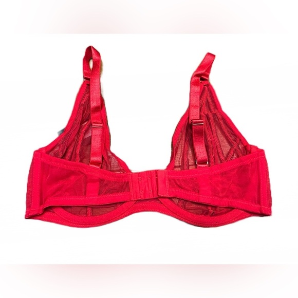 NWT Frederick's Of Hollywood Rozlyn Sheer Red Mesh and Stud Underwire Bra, 34DD - Picture 4 of 12